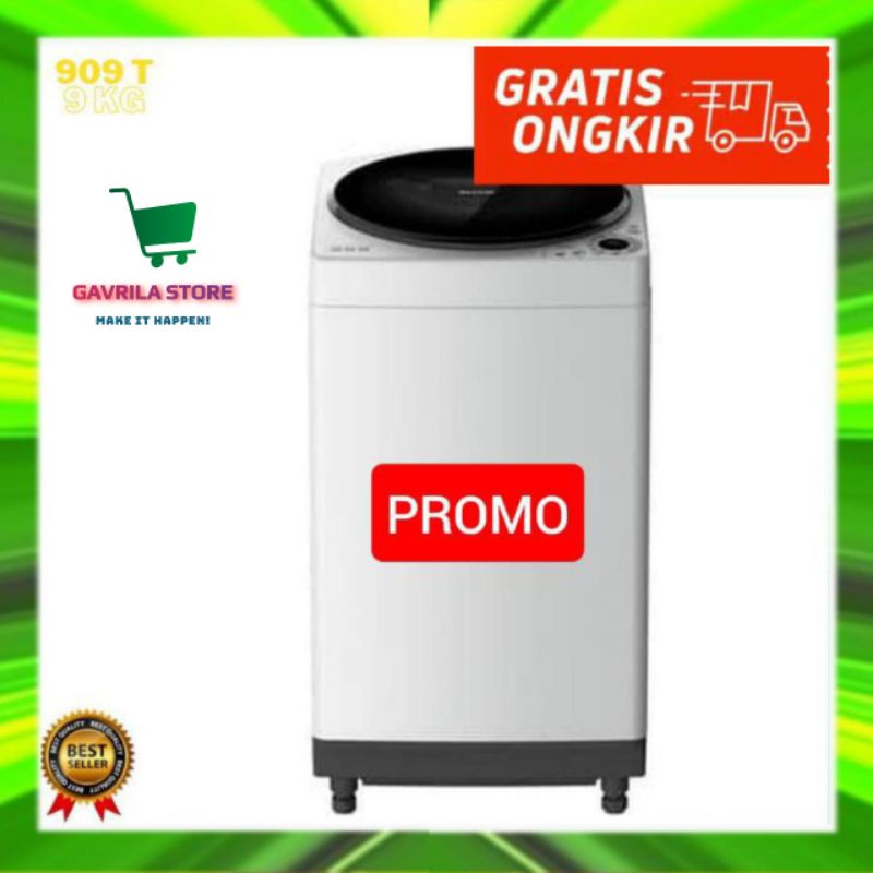 MESIN CUCI 1 TABUNG SHARP TOP LOADING 9KG 9 KG ESM909TGG ESM 909T GG ESM 909 TGG