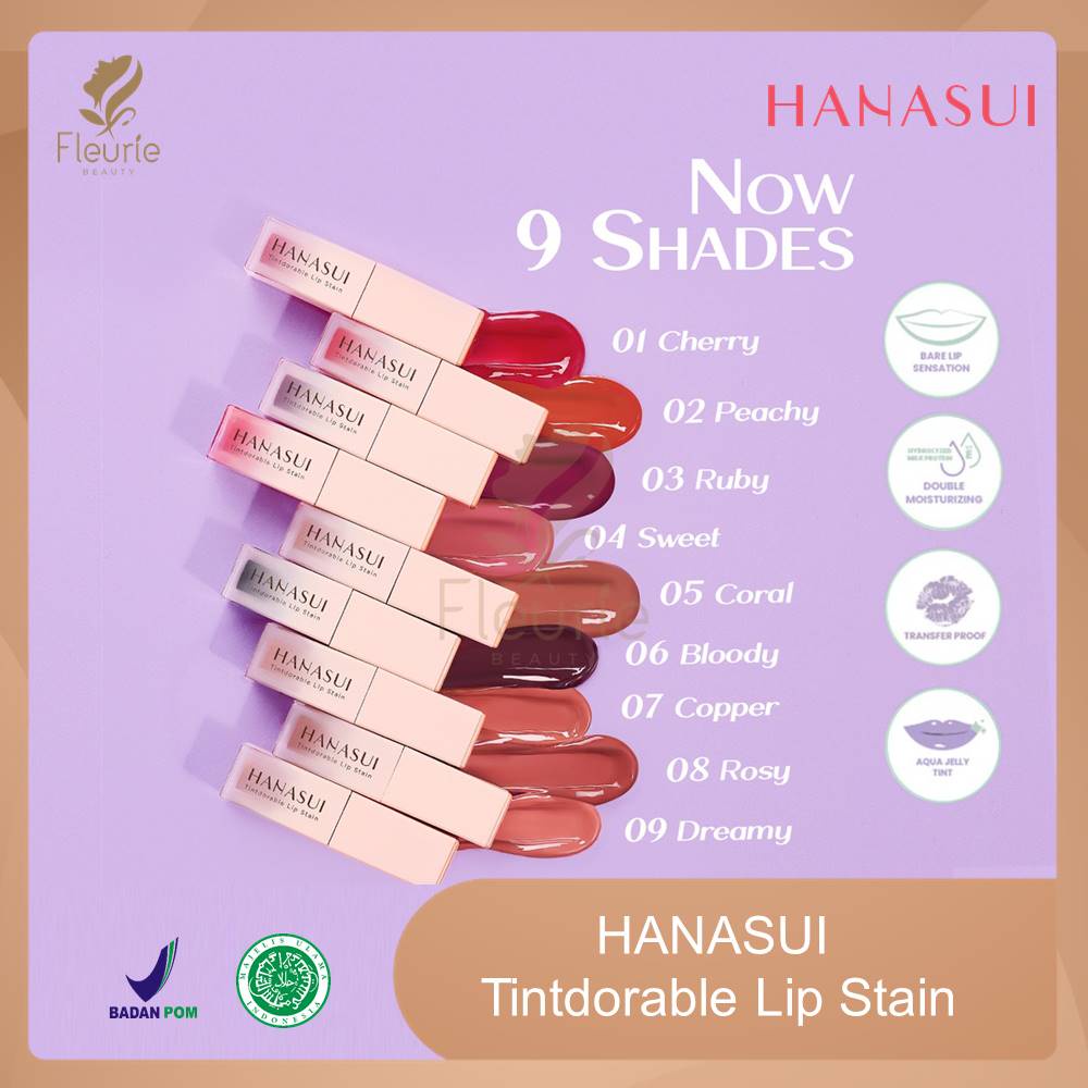 HANASUI Tintdorable Lip Stain - Liptint Hanasui Halal Original BPOM