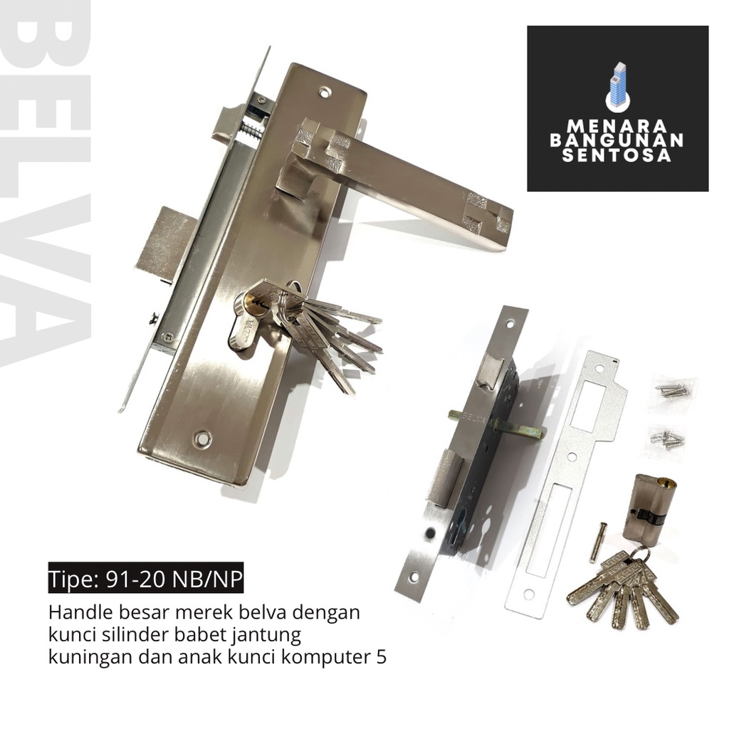 [Seri Putih] Handle Pintu Set Besar Belva - Kunci Tarikan Pegangan Gagang Kotak Jagung