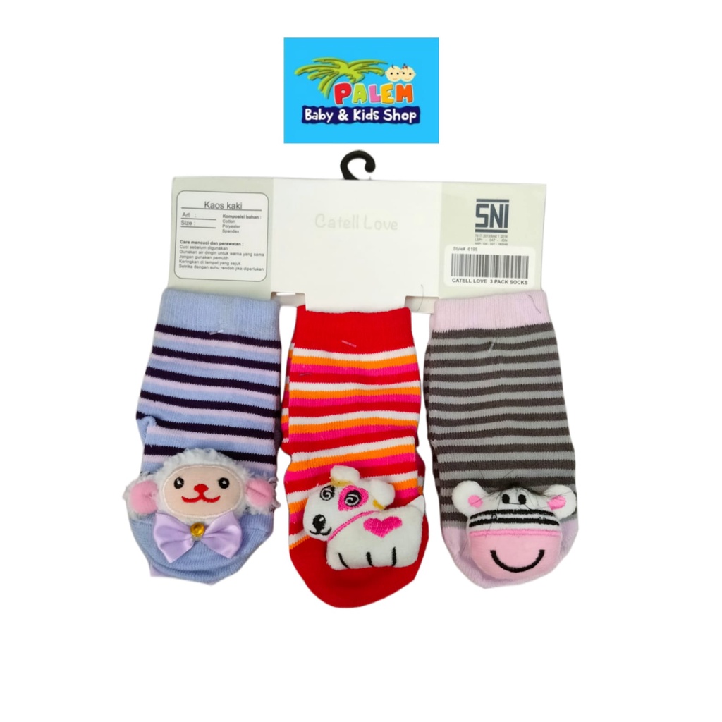 Kaos Kaki Bayi Rattle / Kaos Kaki Boneka / Kaus kaki Bayi Krincingan 3PCS