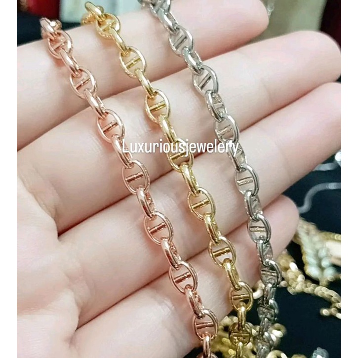 Gelang tangan Rantai paperclip Replika Berlian lapis emas