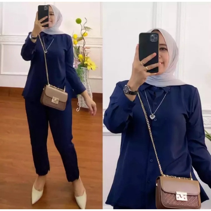 KEMEJA WANITA SETELAN POLOS/ KEMEJA SETELAN WANITA KEKINIAN