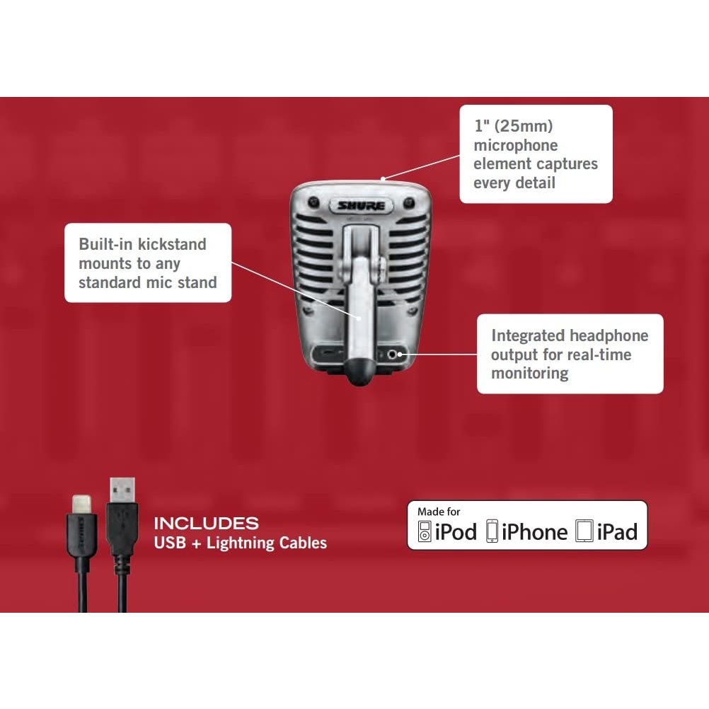 Shure MV51 Digital Large Diaphragm Condenser Microphone Mic MV 51