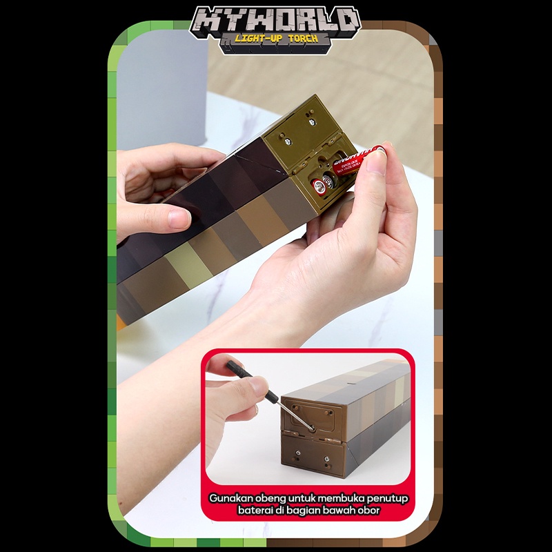 Light Up Minecraft Torch 28CM High Brightness LED Minecraft Hand Held or Wall Mount Flashlight COD