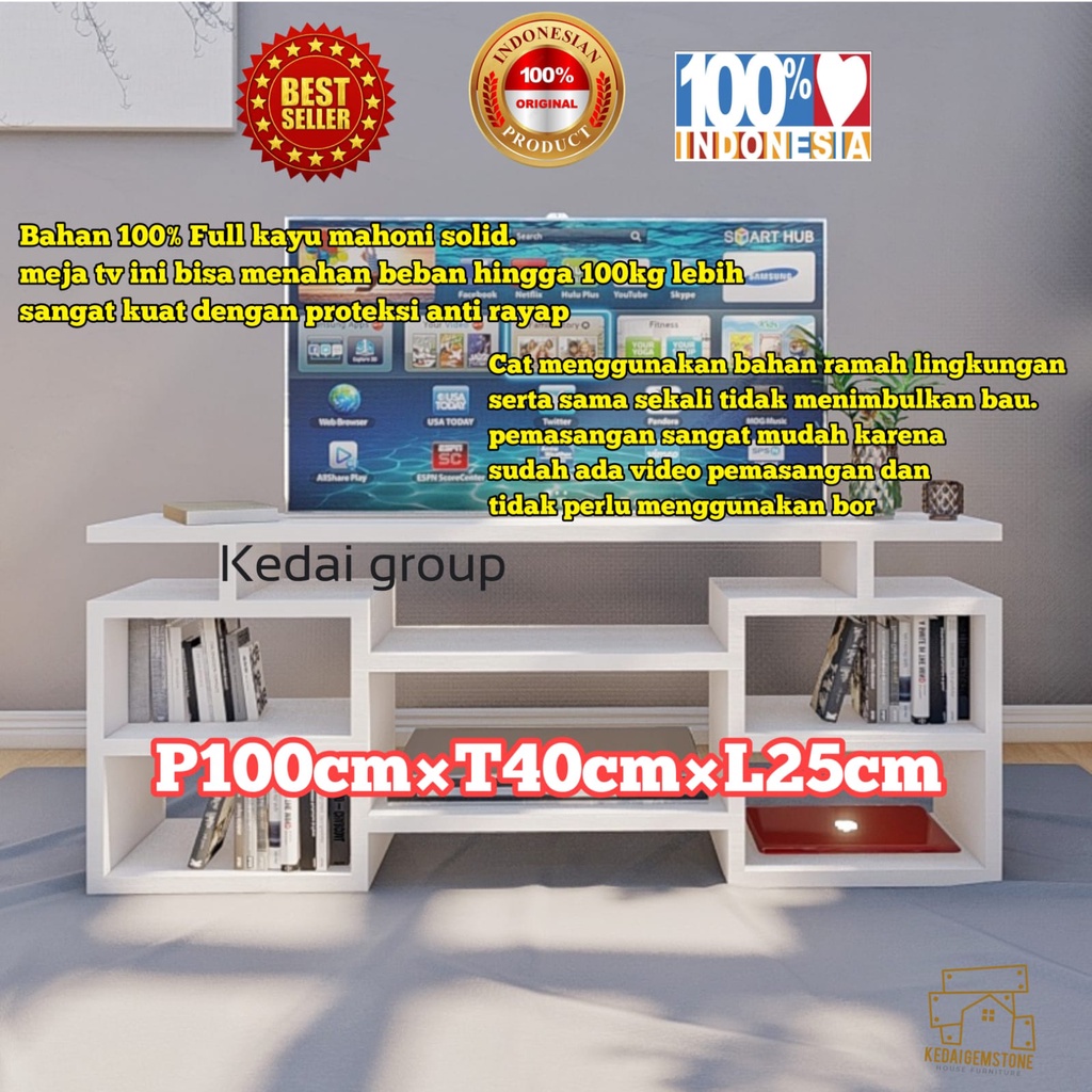 Meja Tv Minimalis Murah Modern Bahan Kayu Rak Konsol Cocok Buat Tv 34 Inch - 43 Inch