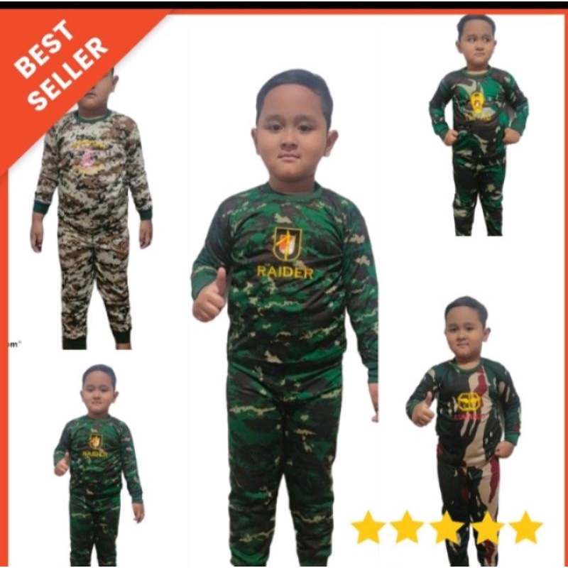 Kaos panjang loreng | stelan kaos anak lengan panjang | motif loreng