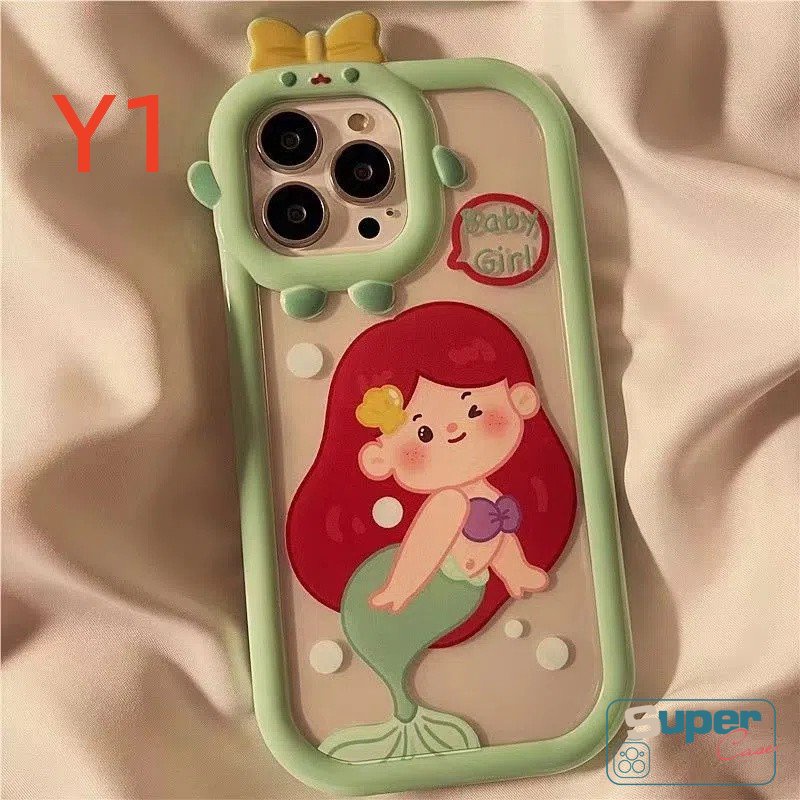 Soft Case Desain Kartun Disney Princess Mermaid 3D Untuk iPhone 6 6s 7 8 14 Plus 11 14 12 13 Pro MAX XR X XS MAX SE 2020