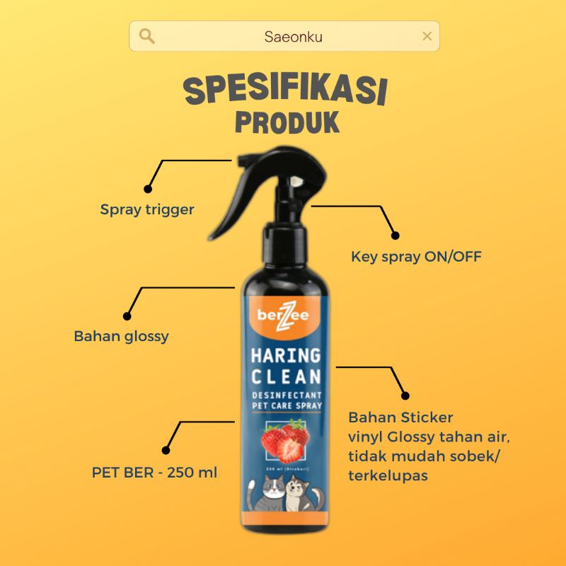 (HARING CLEAN) spray penghilang bau pesing kotoran hewan kucing anjing kelinci antibakteri penghilang bau pesing urin kucing penghilang mau pup kucing