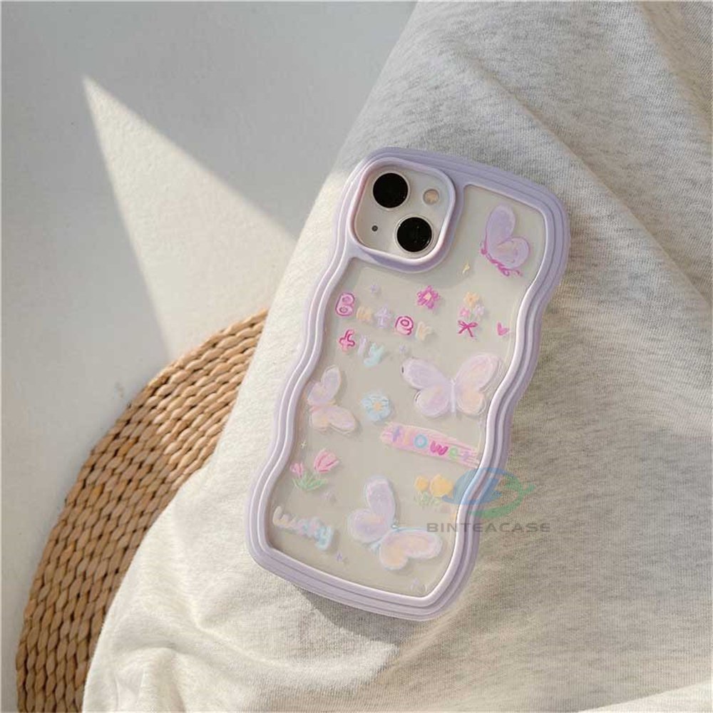 Casing TPU IPhone 14 14 Pro MAX 11 Pro 11 Pro MAX 12 12 Pro 12 Pro MAX 13 Pro MAX X XR XS MAX 6 6S 7 8 Plus Motif Butterfly Flower