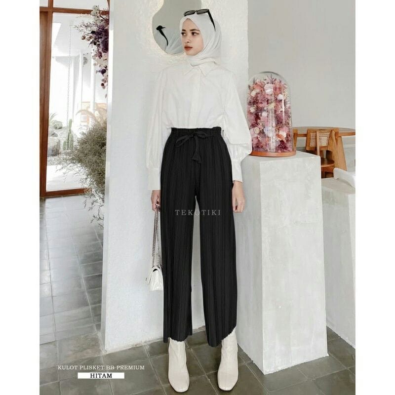 Celana Kulot plisket tali Prada premium bisa cod