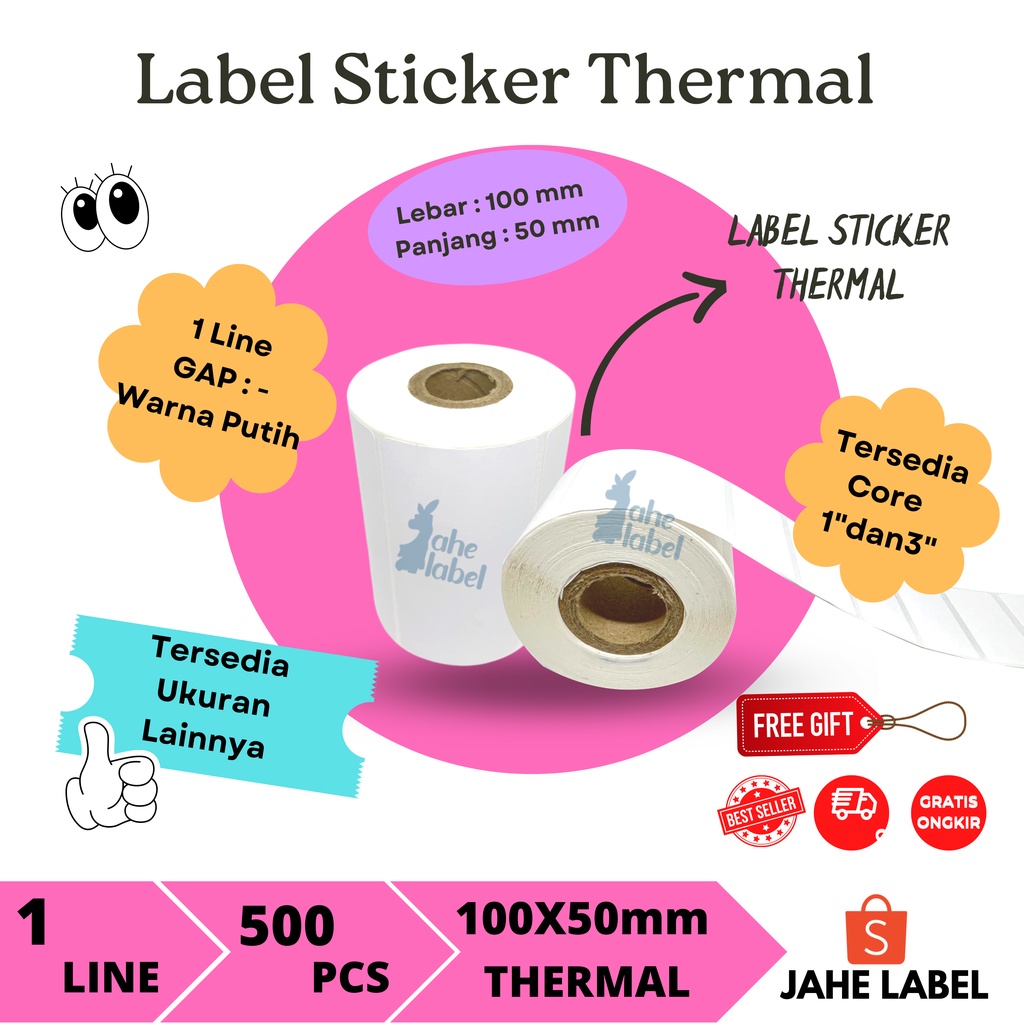 

LABEL STIKER BARCODE 100X50 MM LABEL DIRECT THERMAL 100X50 MM 500 PCS