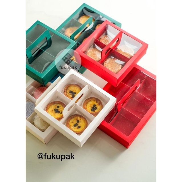 

Box Sekat Handle, Dus Pie Mooncake Muffin, Kotak Hamper Gift (10 pcs) - Putih, Sekat 4