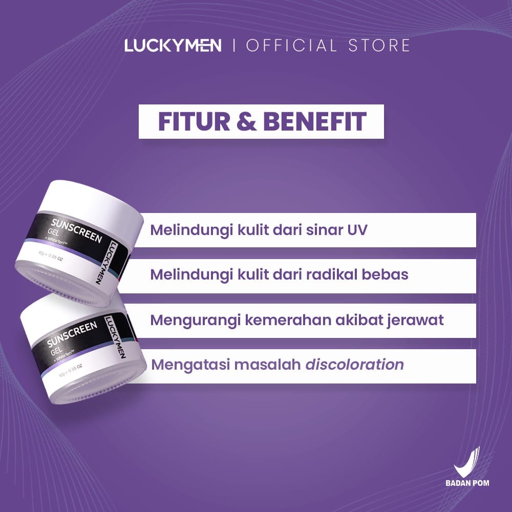 LUCKYMEN Sunscreen Gel (Garansi Uang Kembali Jika Produk Palsu)