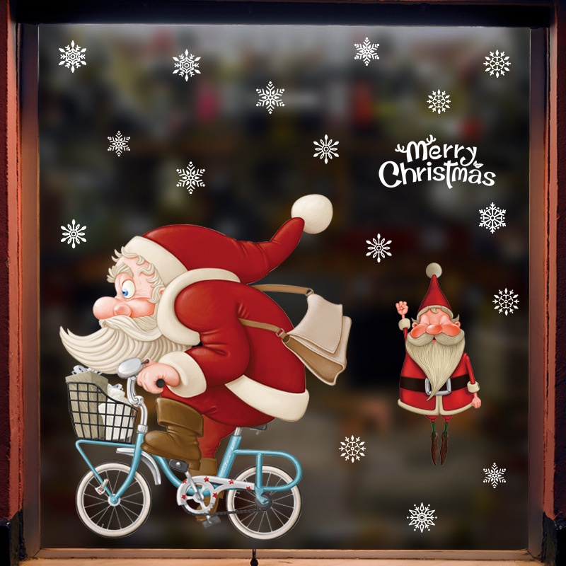 Stiker Jendela Desain Tanduk Rusa Santa Claus Bahan PVC Anti Air Untuk Dekorasi