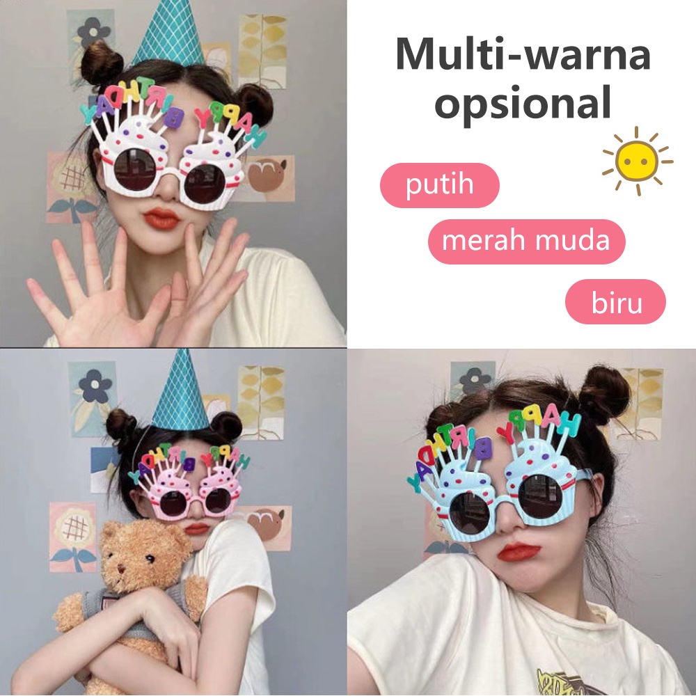 Lakhu kacamata happy birthday anak dewas/Kacamata Kreatif lucu