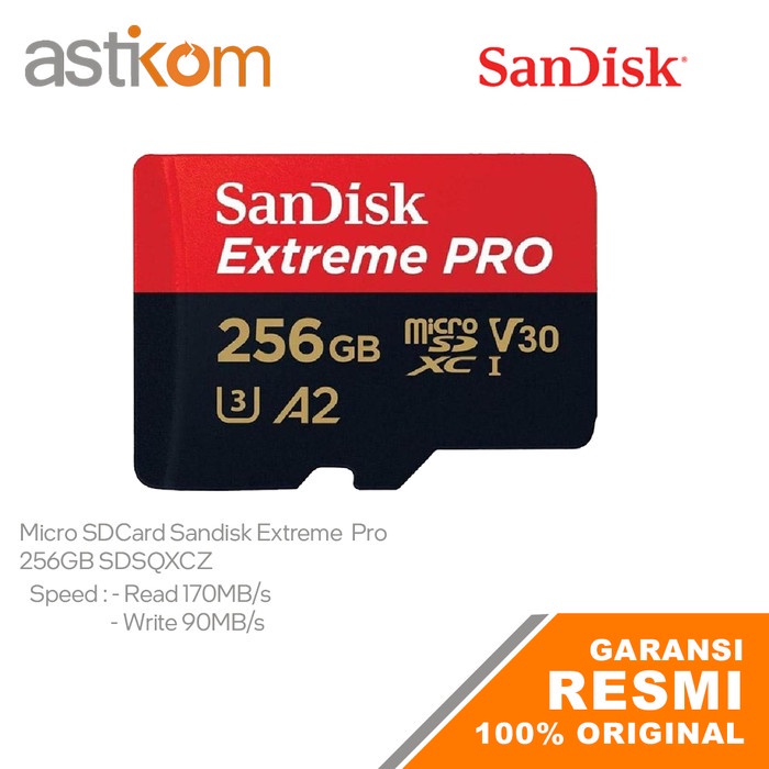 MicroSDXC Micro SD Sandisk Extreme Pro 256GB 170MB/s A2 With Adapter