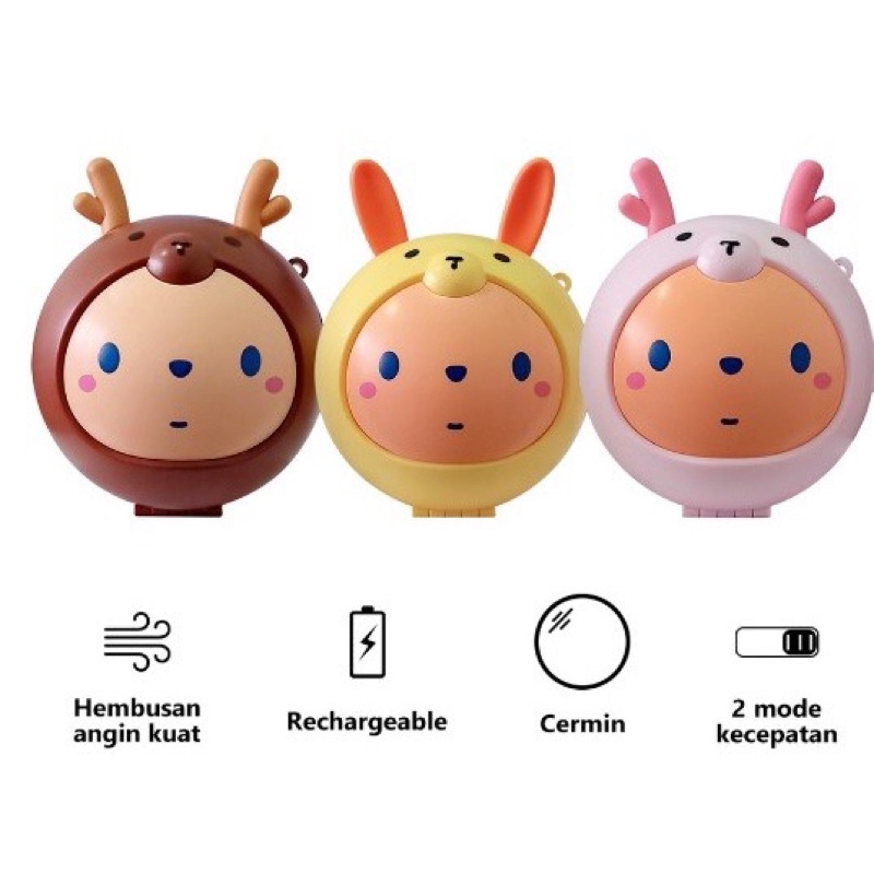 SX-118 CERMIN RIAS KEKINIAN LED MINI FAN KIPAS / KIPAS MINI PORTABLE GANTUNGAN KUNCI