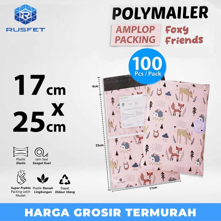 

Amplop Plastik Packing Polymailer 17x25cm Motif Foxy Friends PACK