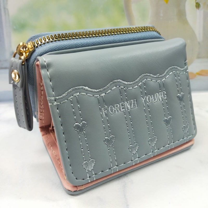 DOMPET WANITA LIPAT RES KECIL KOREA. DOMPET WANITA WARNA. DOMPET LIPAT 3 KOIN.