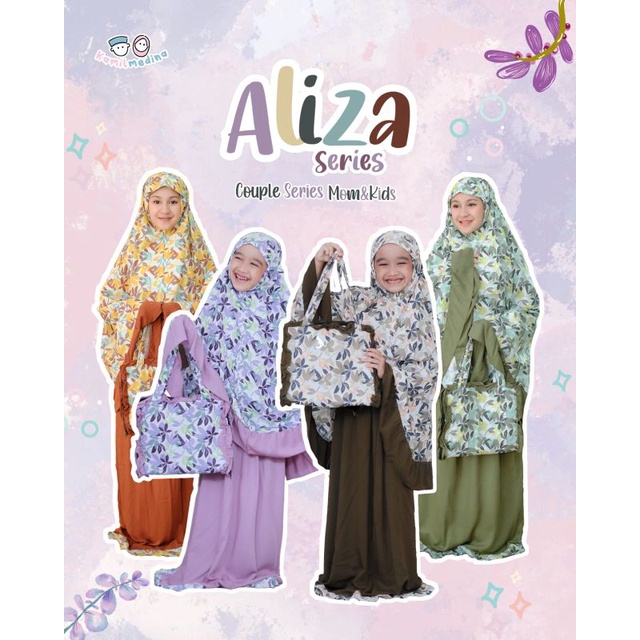 Mukena 2 in 1 Aliza kids series by kamil medina size 6-14 T/ mukena katun jepang anak 2 in 1