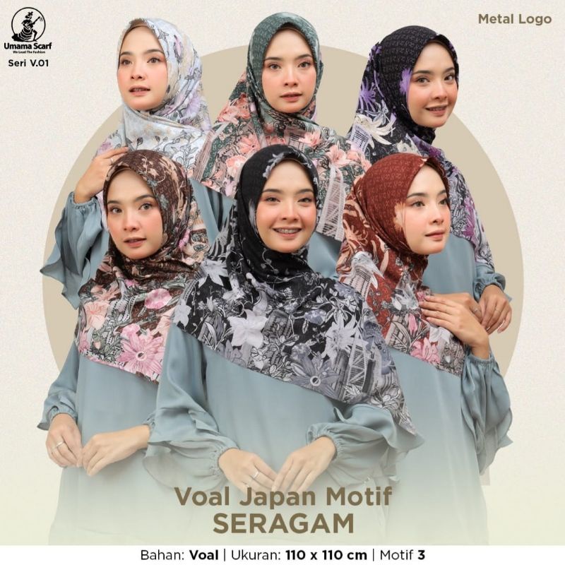 [ SEGIEMPAT UMAMA VOAL JAPAN MOTIF ]•• segiempat hijab motif
