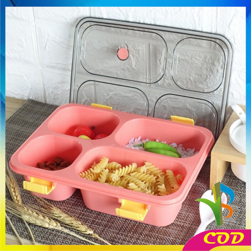 RB-C446 Kotak Bekal 3 Sekat 4 Sekat Anti Tumpah Tempat Makan Lunch Box Free Sendok Food Grade Impor Murah