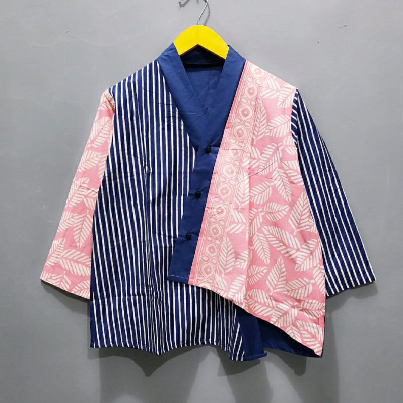 blus kimono katun toyobo mix batik garutan batik solo atasan trendy blus batik