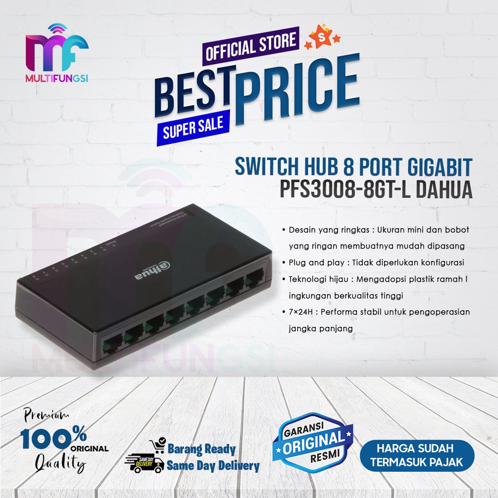 Switch Hub 8 Port Gigabit PFS3008-8GT-L DAHUA Garansi Resmi