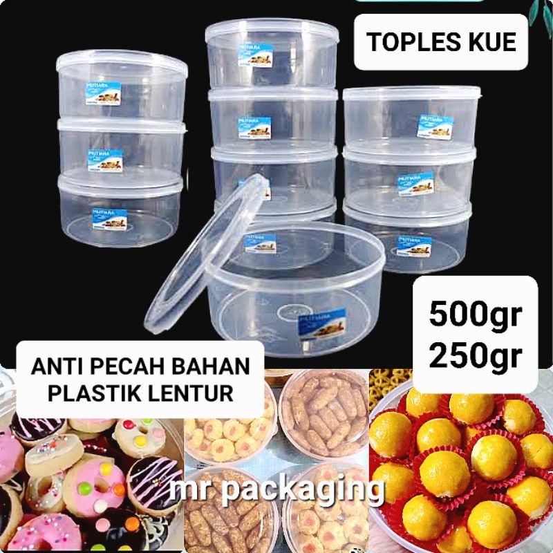 TOPLES ANTI PECAH | Toples Kue Kering Kuat Anti Retak | Wadah Roti Kering 500gram 250gram | Tabung nastar kastengel putri salju | Lodong bahan plastik lentur lemas | Bungkus wadah hampers souvernir cake 250gr 500gr 1kg 1/2kg 1/4kg