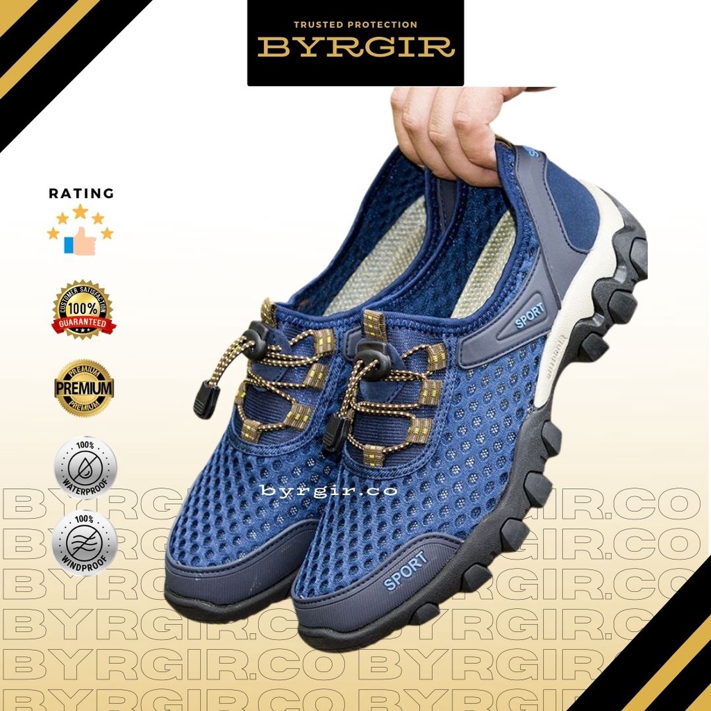 BYRGIR Sepatu Tracking Sport Casual Pria Sneakers Gunung Hiking Quick Dry Outdoor Import Sporturedo Stonger Terbaru Shoe Olahraga Laki Laki Original Korean