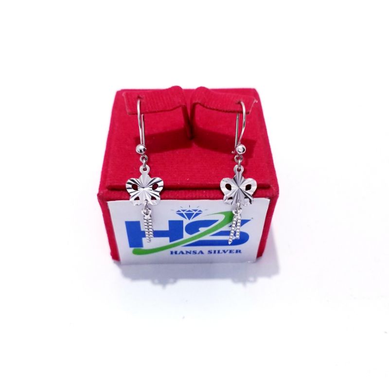 Anting Perak Asli Silver 925 Lapis Emas Putih Model Agogo Italy Kupu - Kupu - Anting Wanita Anti Karat