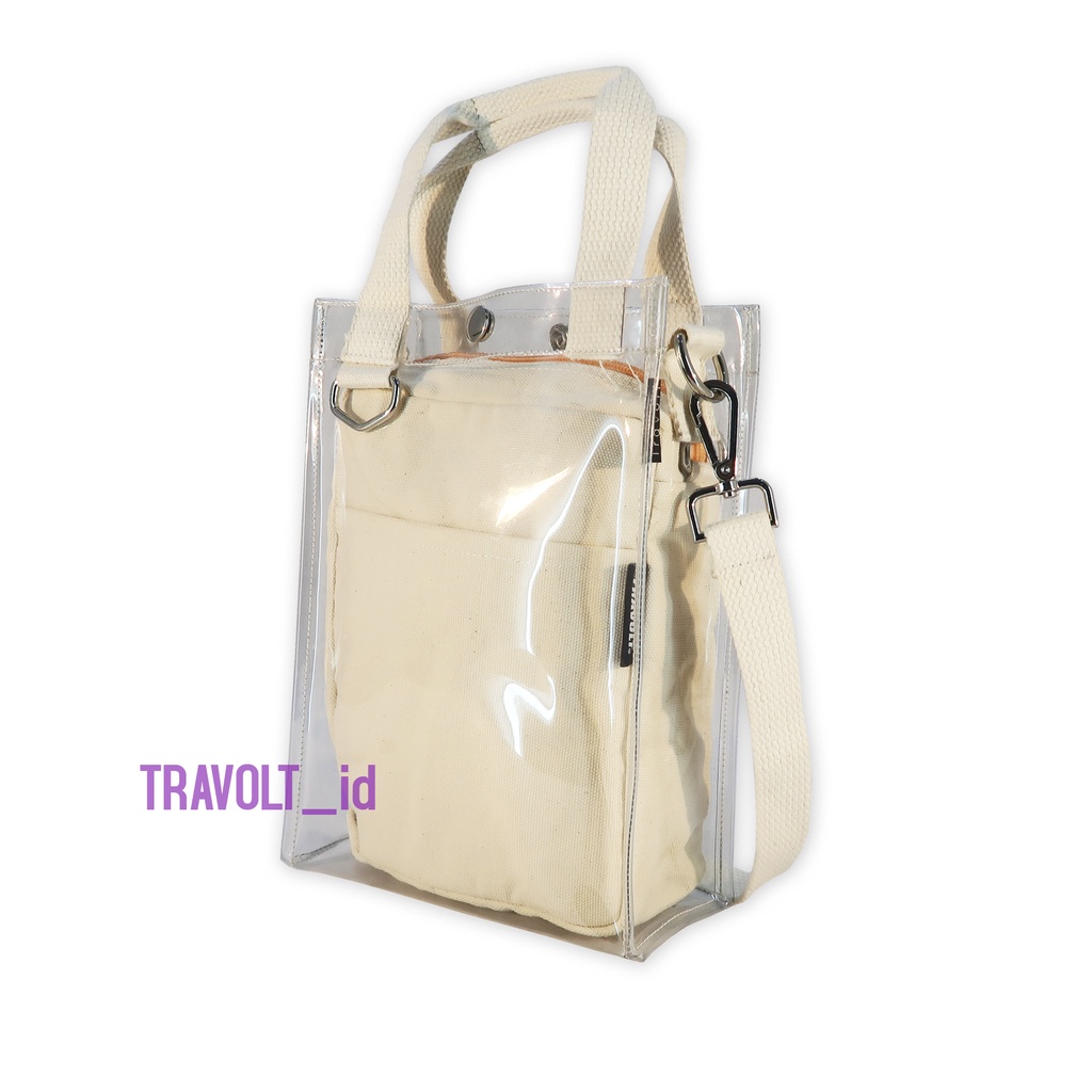 Tas Selempang Transparan - Travolt - Sling bag- Tas PVC Mika tebal - Tas Konser KPOP - Hand bag Tas Selempang - Jungpal s