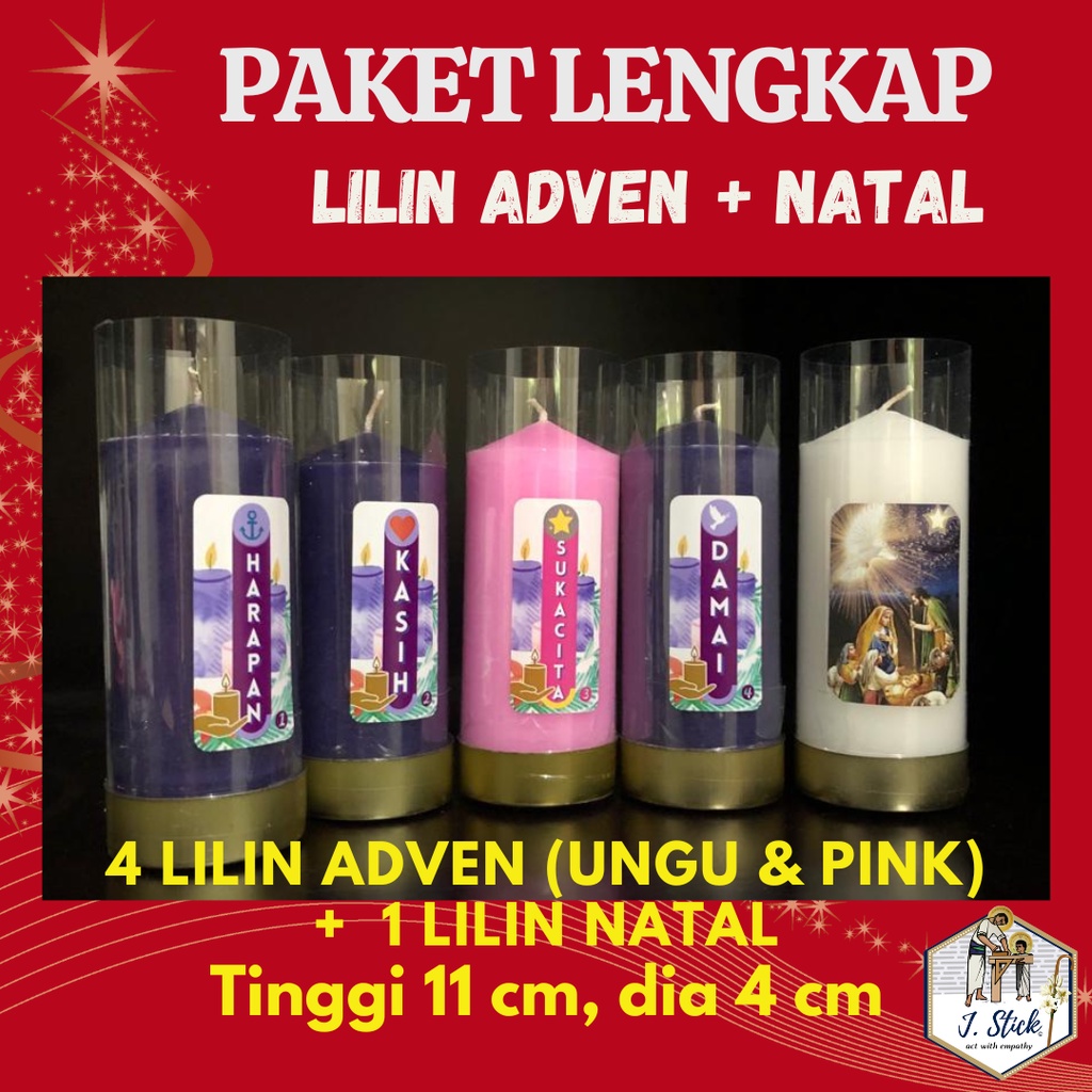 Paket Lilin Advent &amp; Natal, 11 cm (1 paket = 5 lilin)