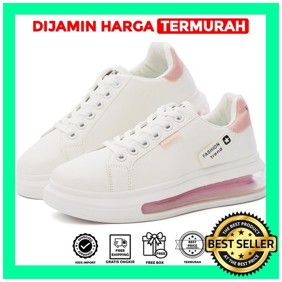 Pvn Sepatu Kets Wanita Kekinian Korea Style Tali Putih Sneakers Motif Vpn Simpel Garis N*Ke Spatu Sn