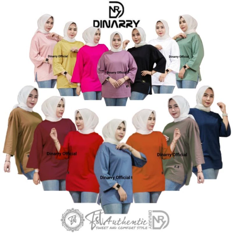 Kaos Wanita Oversize Atasan Wanita Hijab Style Muslim Motif Polos Lengan 7/8 Original Fst Authentic 