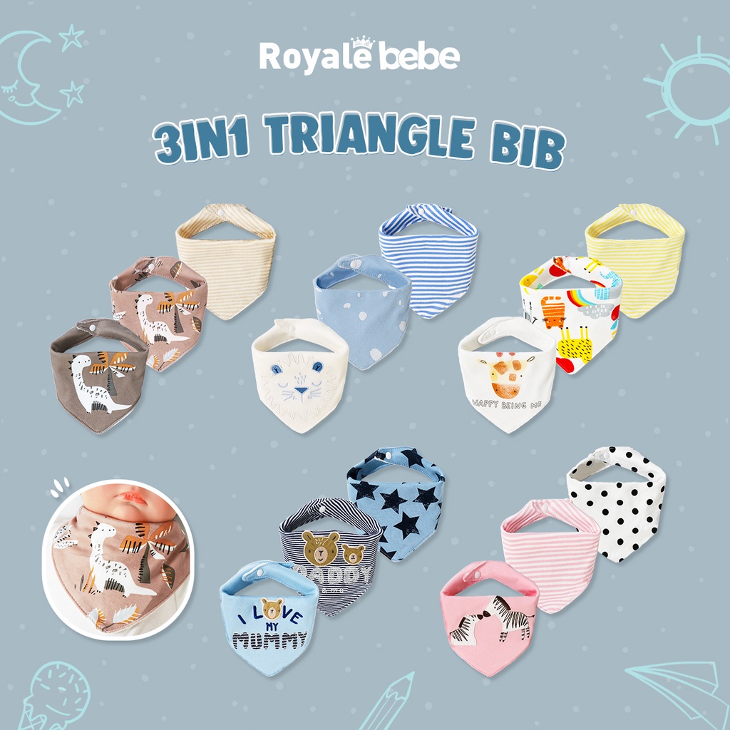 Royale Bebe - Bib Bayi (3in1 Bib Segitiga)