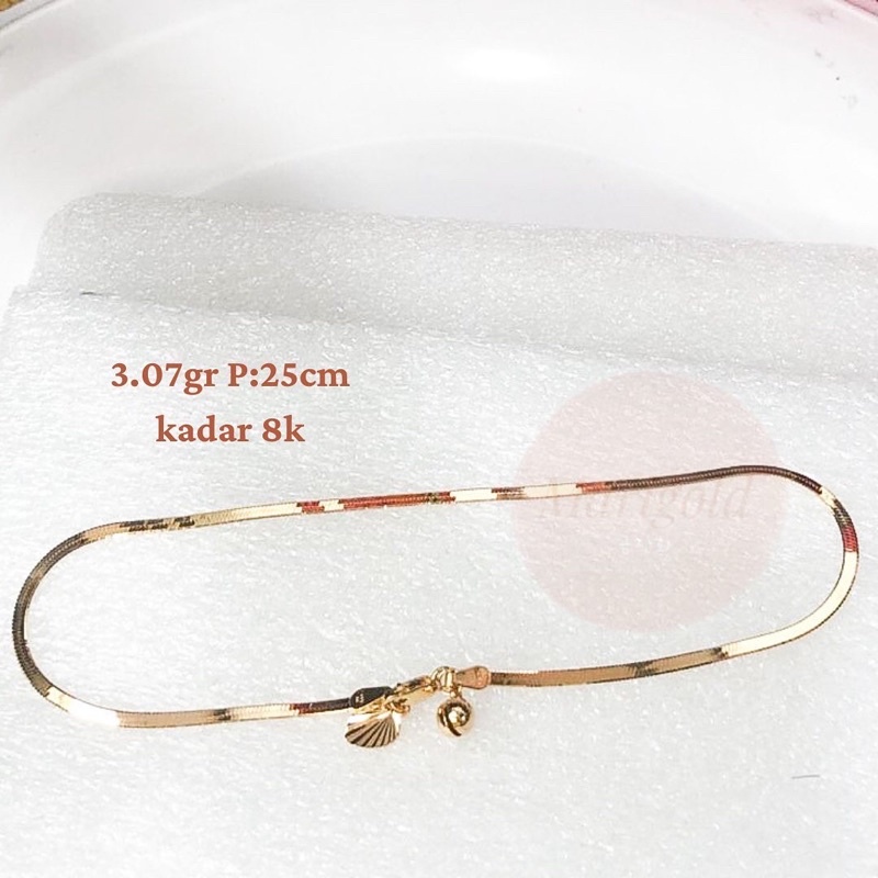 Gelang rantai kaki emas 375 & 420