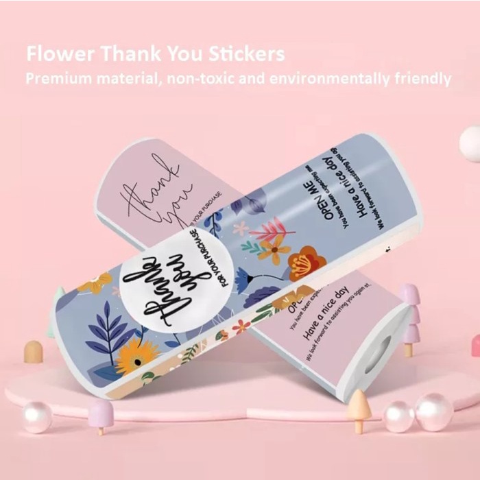 

Sticker Label Thank You Floral Motif Bunga Stiker Terima Kasih Kotak Persegi Panjang 10 x 4 cm 150 pcs/ Roll