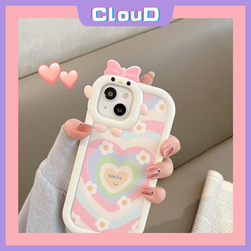 Oppo A95 A77s A17 A55 A57 A7 A7 A74 A96 A15 A5 A9 A17k A12 A76 A5s A12 A16s A53 A33 A16K A1K A16 A54 A31 A16E A94 A92 A3s Reno 6 7Z 8Z Gradasi Bunga Love Hati 3D Monster Lensa Case Tempat Kotak Makan