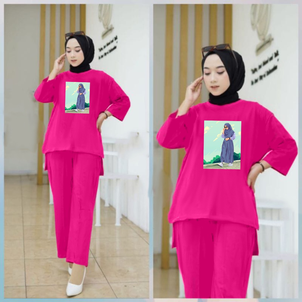 Setelan Tunik Cewek Hijab SMA/Fashion Muslim Senyawa