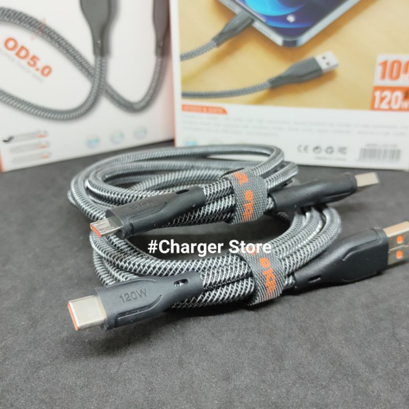Kabel Data 120W 6A Micro USB - Type C ORIGINAL Fast Charging Cable 100Cm Fast Data