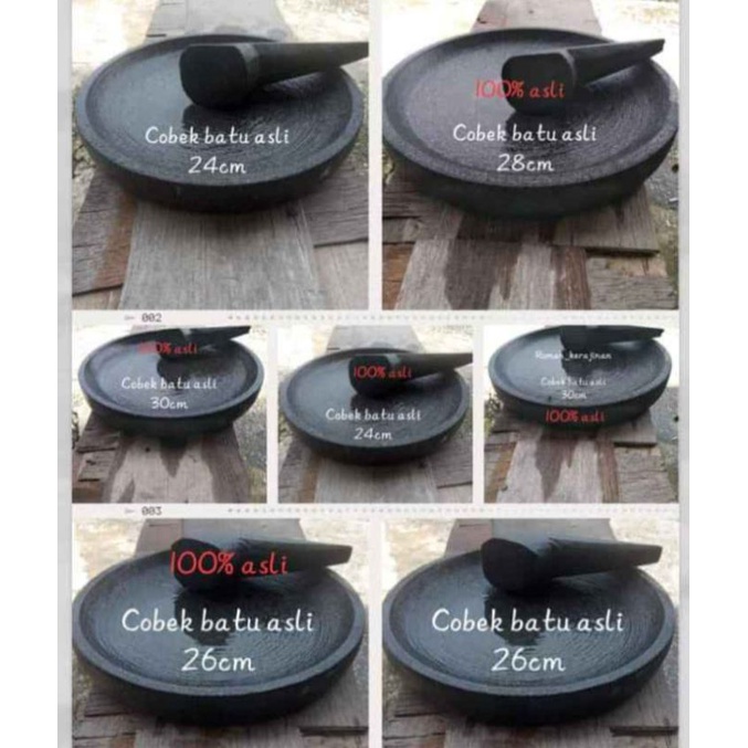 Termurah Cobek Batu 20cm + Ulekan (100% Asli Batu Gunung)
