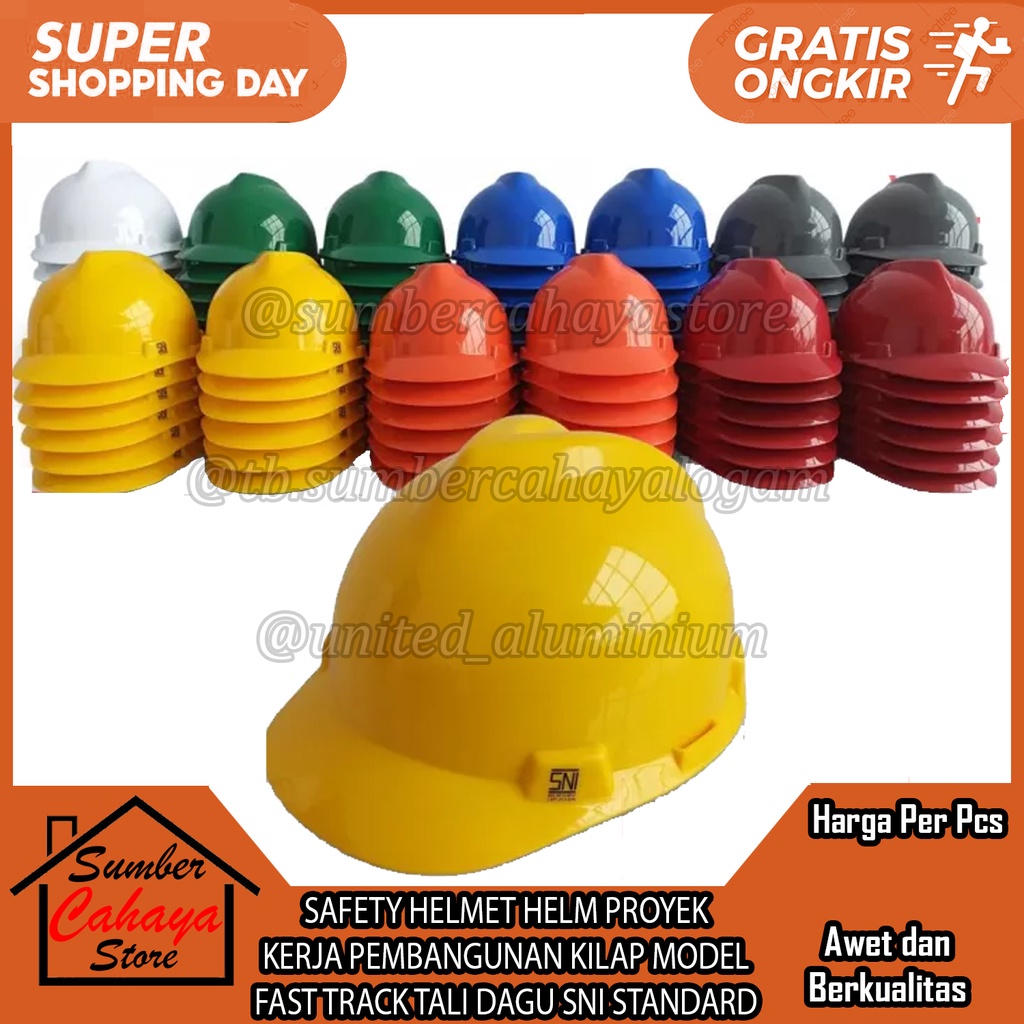 SAFETY HELMET HELM PROYEK KERJA PUTAR PEMBANGUNAN TOPI HELEM INNER TALI DAGU SNI PENGAMAN TUKANG MED
