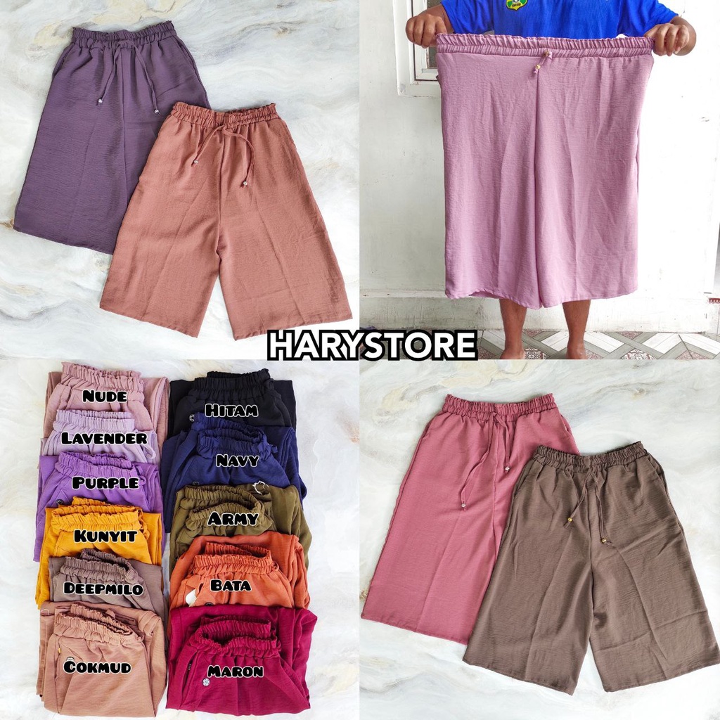 MB 04- Celana Kulot pendek 7/8 katun crinkle Standar XL &amp; Jumbo 3L XXL