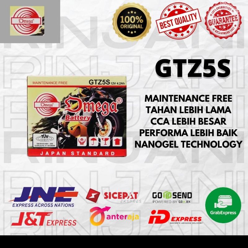 OMEGA GTZ5S SUPRA X125/ BEAT / VARIO / VIXION - aki kering GTZ5S