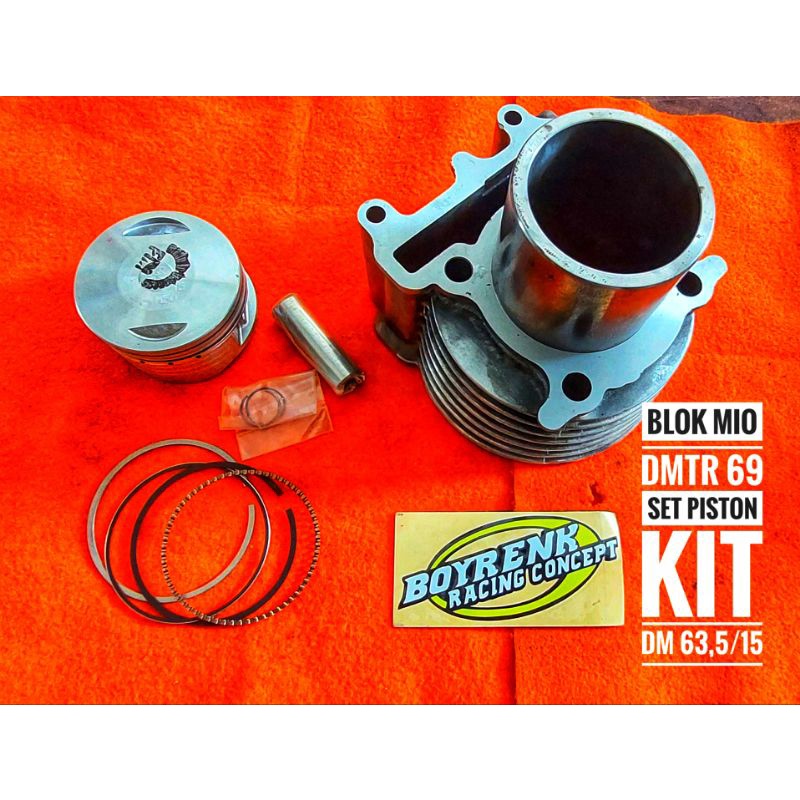 CYLINDER BLOK /BLOK SEHER MIO SPORTY NOUVO DMTR LUAR 69 SET PISTON KIT-BOYRENK RACING