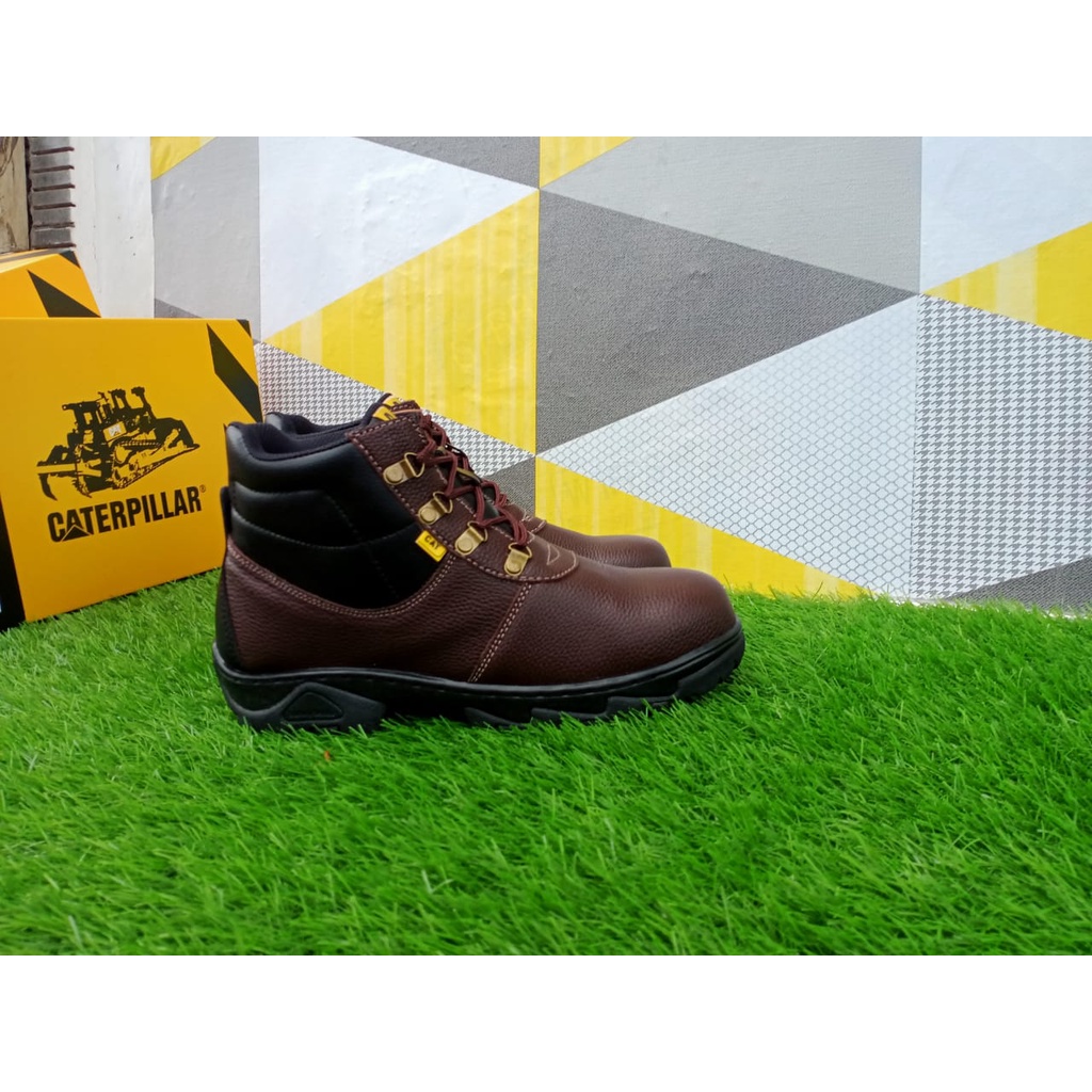 Safety safety Safety Pria Safety Boots  Pria Terbaru Keren Safety Safety Ujung Besi Sneakers  Safety Caterpillar Anti Slip  Bahan Kulit Import Sintetis Sol Karet Di Jahit Sol S