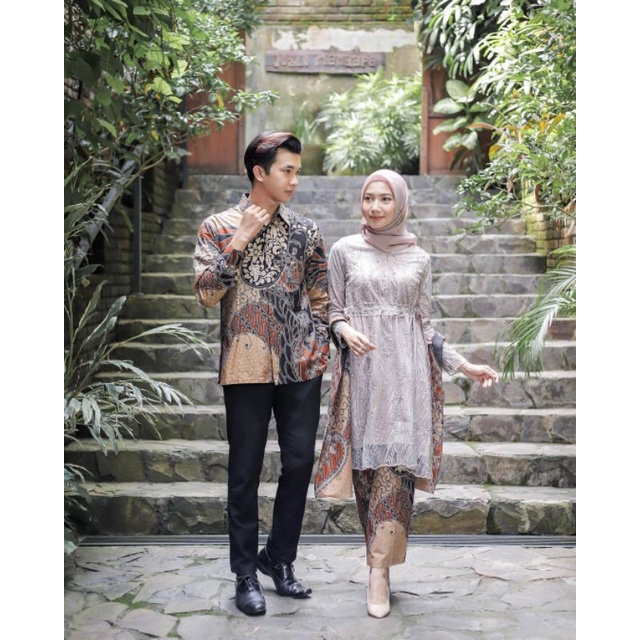 Kebaya batik couple MECA Tunik brown | kebaya wisuda kebaya lamaran, tunangan