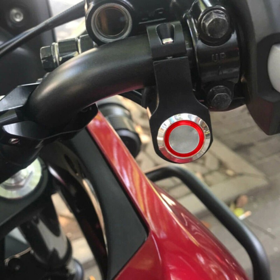 Tombol On Off Saklar LED Stainless Stang Motor Metal Besi Push Button Waterproof