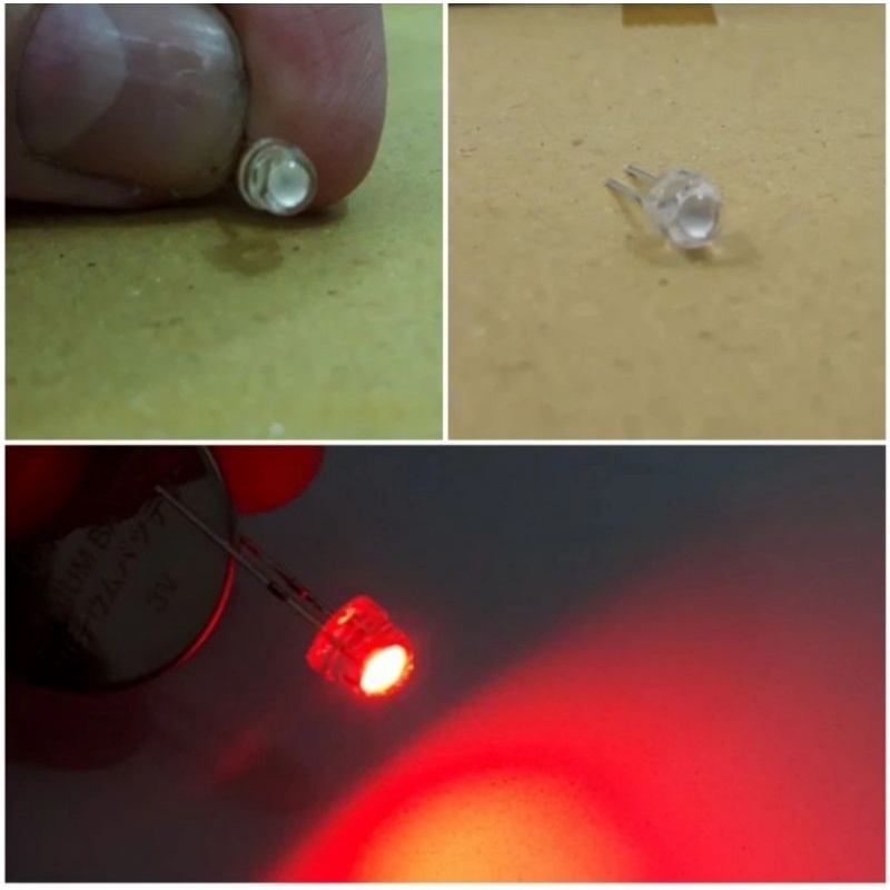 lampu LED 5mm merah flet mata besar kualitas bagus isi  ( 1000pcs )